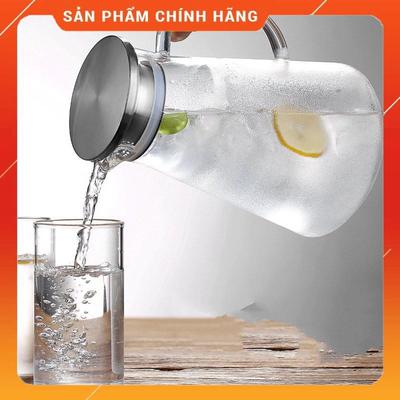 CHÍNH HÃNG -  Ấm pha trà Deli  inox 1800ml,bình pha trà thủy tinh ,bình ủ trà cao cấp,bình đựng nước 1800ml