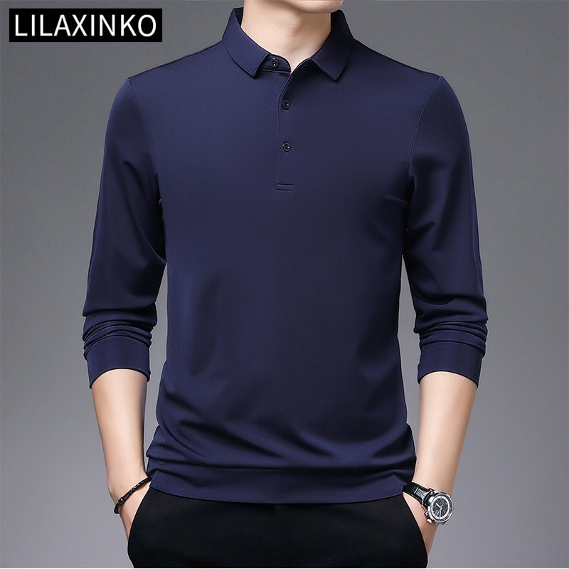 Áo thun polo tay dài màu trơn với 5 màu bắt mắt cá tính hợp thời trang dành cho nam