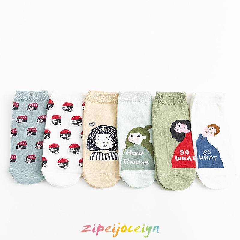 Vớ nữ cổ ngắn in hình hoạt hình dễ thương