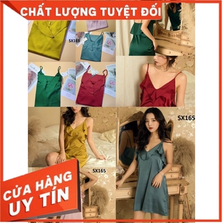 Váy ngủ sexy đắp bèo phi lụa cao cấp SX165 - đầm ngủ sexy lụa - ( HÀNG CAO CẤP)