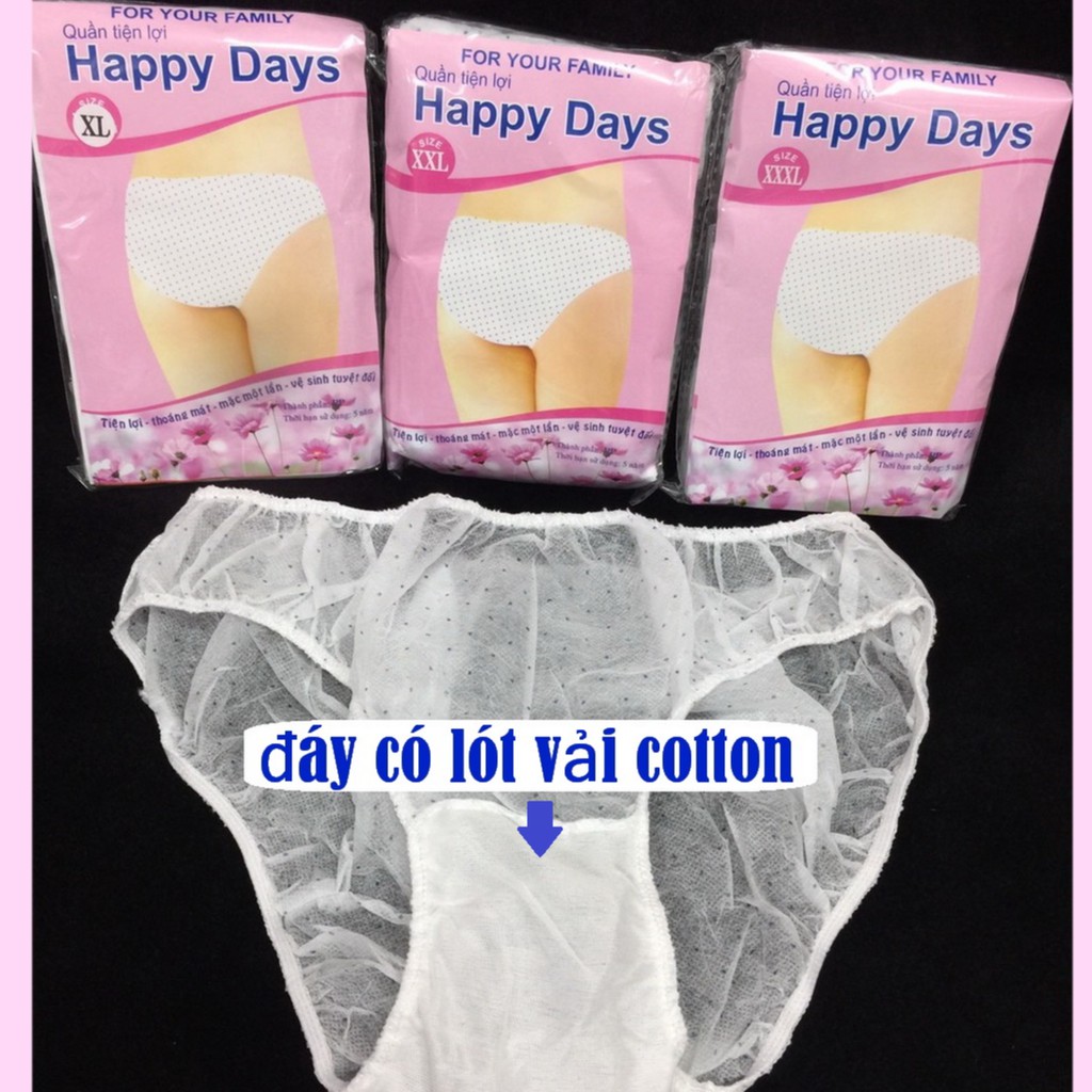 Sĩ 10 Gói Quần lót giấy chấm bi mặc một lần đủ size/ Đáy quần 2 lớp/ Chất liệu Dai