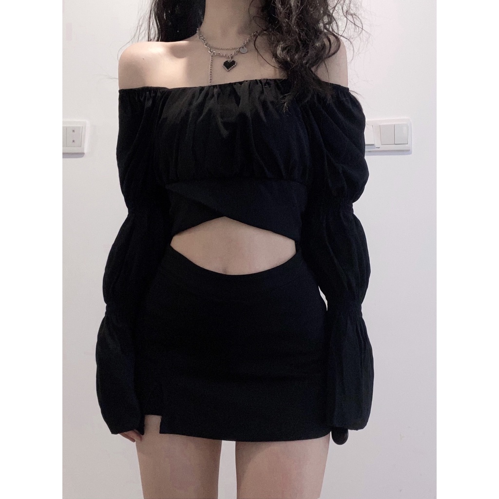 - MUA Ở GIỎ LIVE ĐỂ ÁP MÃ) Quà tặng sinh nhật,bạn gái,cho nữ,tết Áo croptop trễ vai thắt nơ tiểu thư