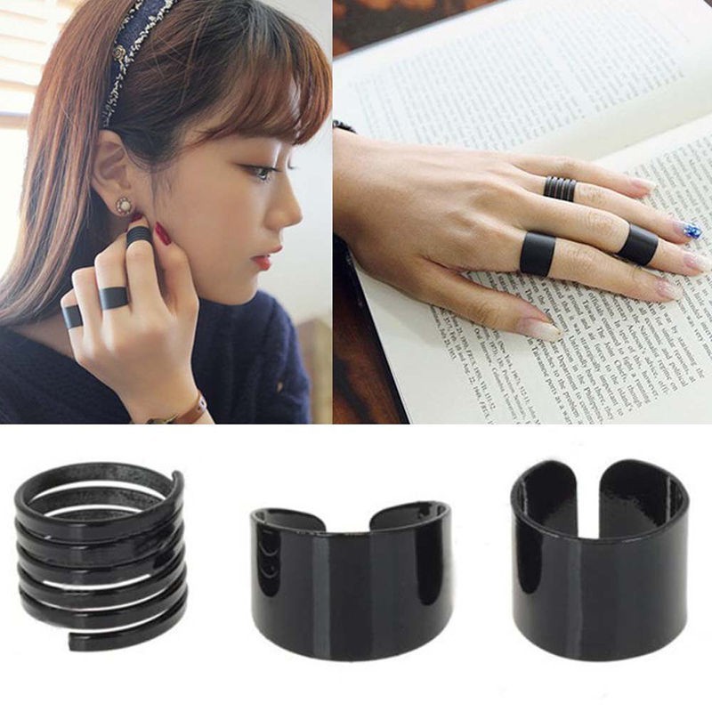 Set 3 Nhẫn Đốt Ngón Tay Màu Đen