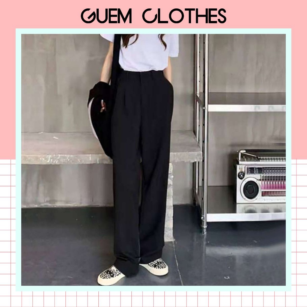 Quần ống suông ống rộng nữ 1 cúc thời trang - GUEM Clothes
