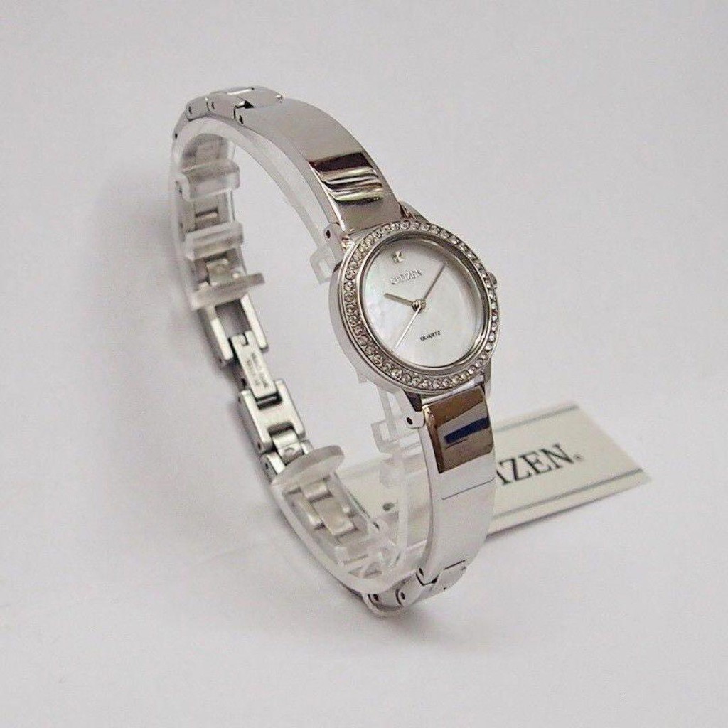 Đồng Hồ Citizen Nữ Đính Đá Swarovski Dây Kim Loại Pin-Quartz EJ6130-51D - Mặt Xà Cừ (