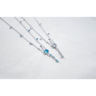 Khuyên rốn đá trắng kèm dây xích JOLLY bằng thép y tế xỏ khuyên