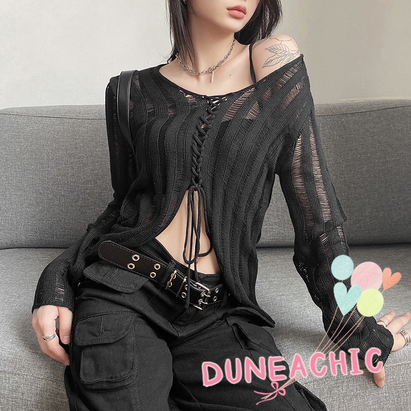 Áo Thun Tay Dài Dáng Rộng Cổ Chữ V Quyến Rũ Cho Nữ