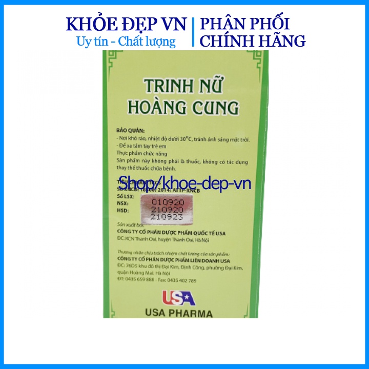 TRINH NỮ HOÀNG CUNG TAM THẤT HSD 2024 – Giúp làm giảm kích thước và ngăn ngừa u xơ tử cung, u nang buồng trứng.