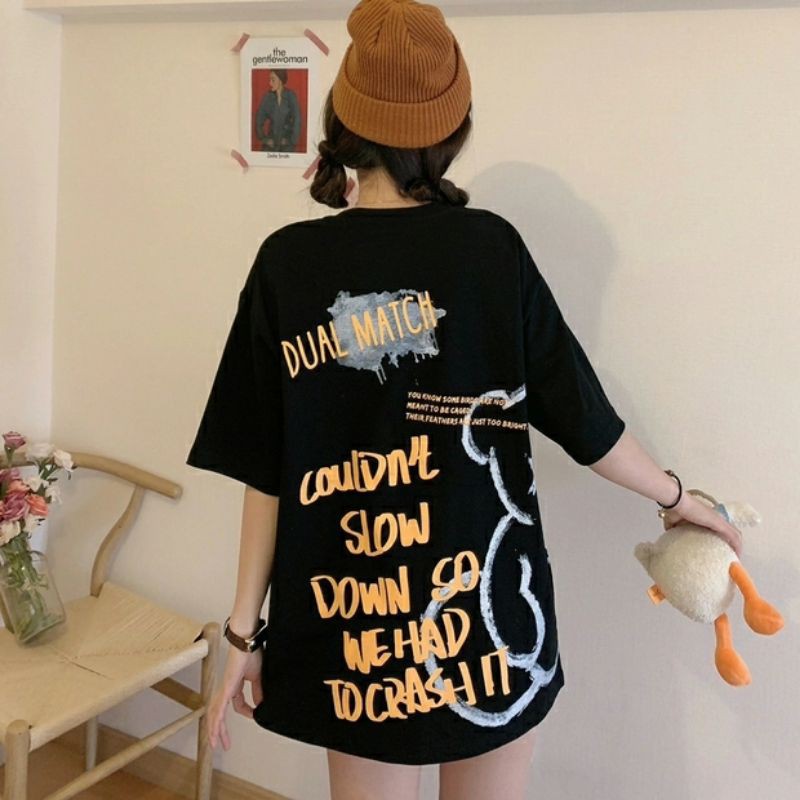 áo thun nữ form rộng unisex in hình gấu