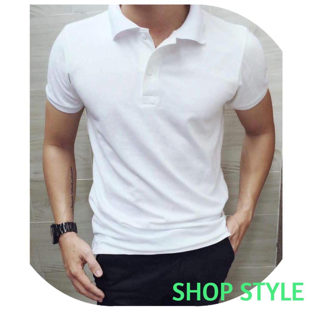 Áo phông nam màu trắng - Áo thun nam có cổ chất cá sấu cao cấp hàng đẹp co giãn tốt Siêu Sale | BigBuy360 - bigbuy360.vn
