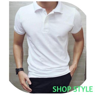 Áo phông nam màu trắng - Áo thun nam có cổ chất cá sấu cao cấp hàng đẹp co giãn tốt Siêu Sale