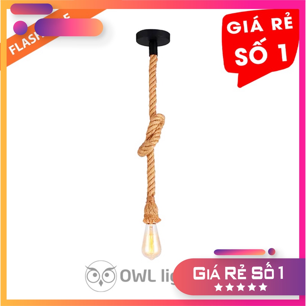 Đèn Thả: Mẫu đèn thả dây thừng 1m chưa bóng trang trí shop OWL Lighting