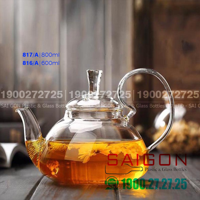 Bình Trà Thủy tinh Wilmax Thermo Tea Pot 600ml , 800ml | Thủy Tinh Chịu nhiệt Cao Cấp