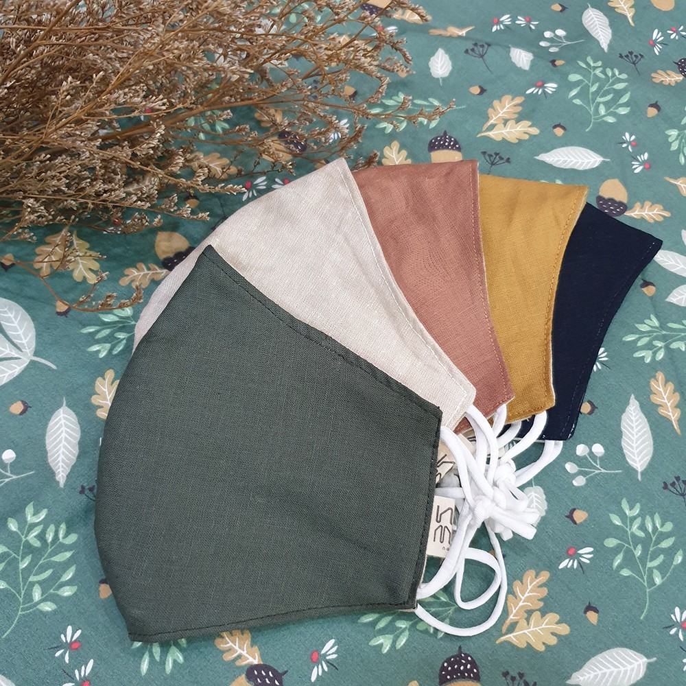 Khẩu Trang Vải 3 lớp Linen trơn Nemo, kháng khuẩn, lọc bụi, chống nắng, có nút tăng giảm dây khẩu trang - KT5MLN | BigBuy360 - bigbuy360.vn