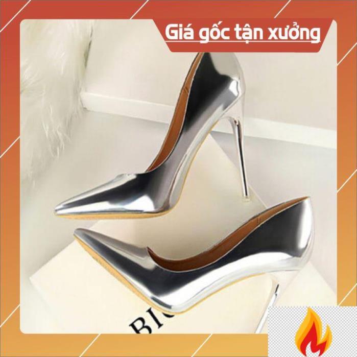 GIÀY CAO GÓT NỮ MŨI NHỌN DA BÓNG 7CM 🍁 𝑭𝑹𝑬𝑬 𝑺𝑯𝑰𝑷 🍁 2 MÀU VÀNG & BẠC SANG TRỌNG THƯƠNG HIỆU PAMELA H17 -lkh*