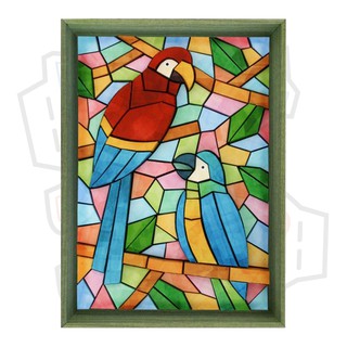 Mô hình giấy Tranh treo tường chim vẹt 3D Tropical Birds