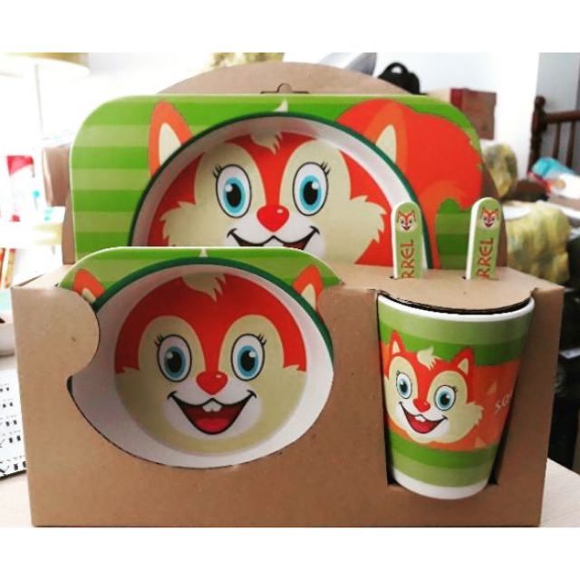 Set ăn dặm sợi tre quà tặng từ meiji