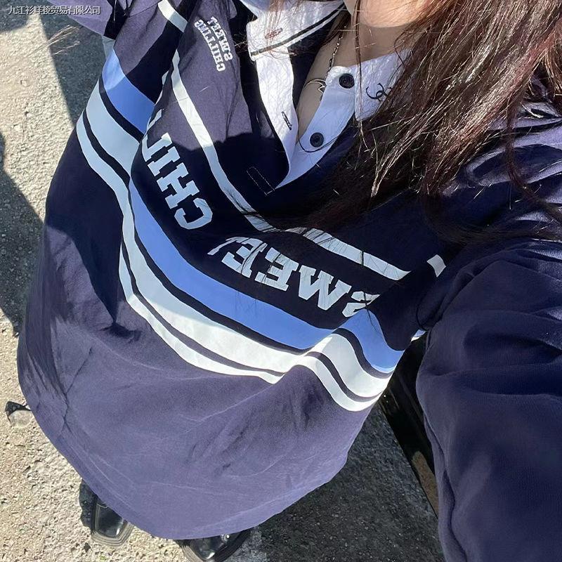 Áo Thun Polo Dài Tay Form Rộng Phong Cách Retro Dành Cho Nữ