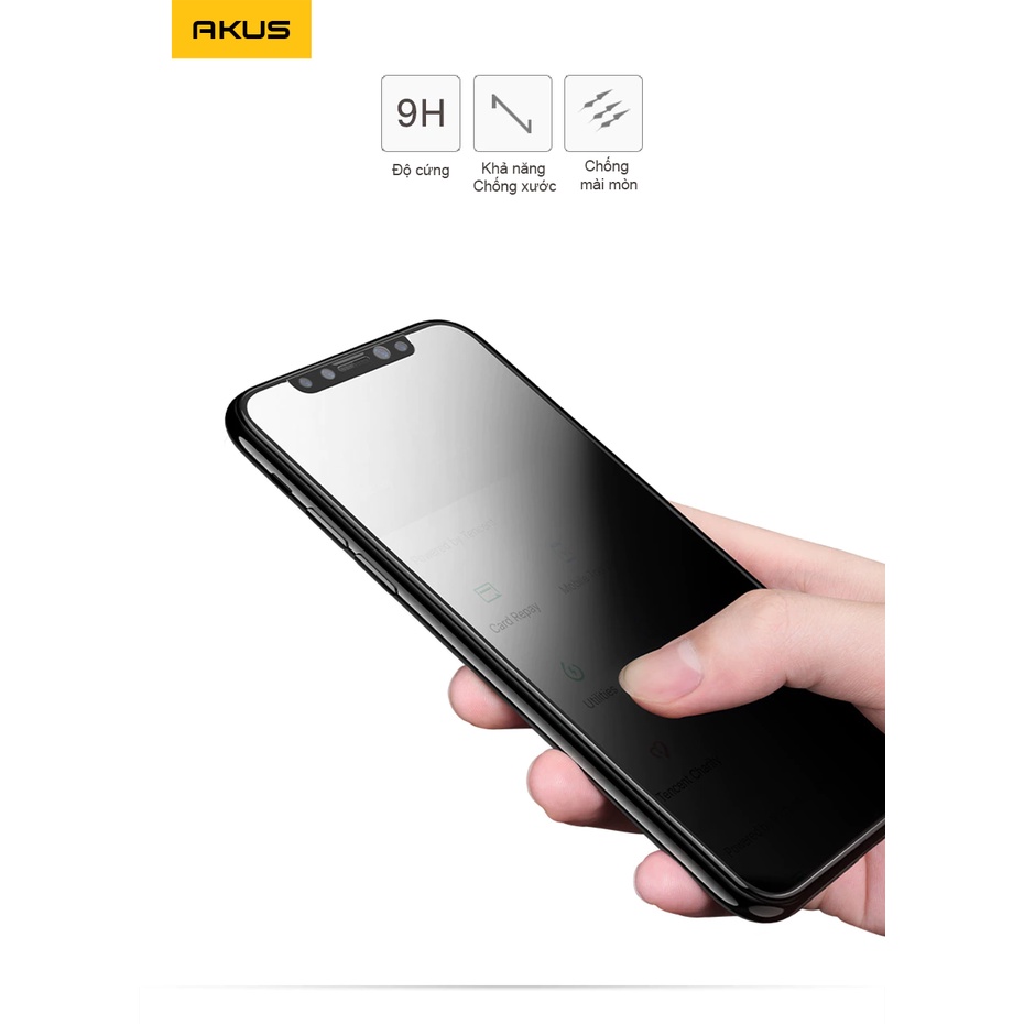 Kính cường lực chống nhìn trộm 7, 7 Plus/8 Plus,X, Xs Max/11Pro/11 ProMax/12/12 Pro Max13/13 Pro Max - AKUS