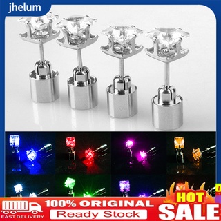 Khuyên tai đính đá zirconia vuông có đèn LED phát sáng độc đáo cho nữ