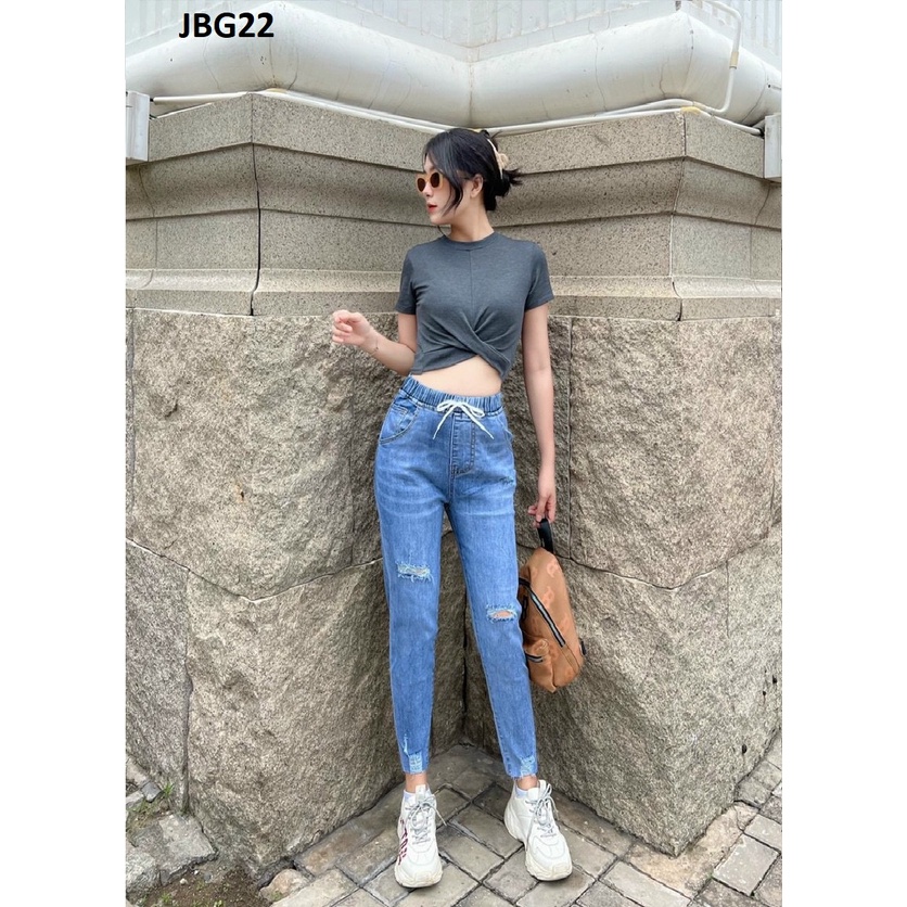 Quần Jeans Baggy Rách Lưng Chun Co Giãn JBG22