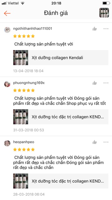 Xịt dưỡng tóc collagen  Kendali mềm mượt tóc 250ml