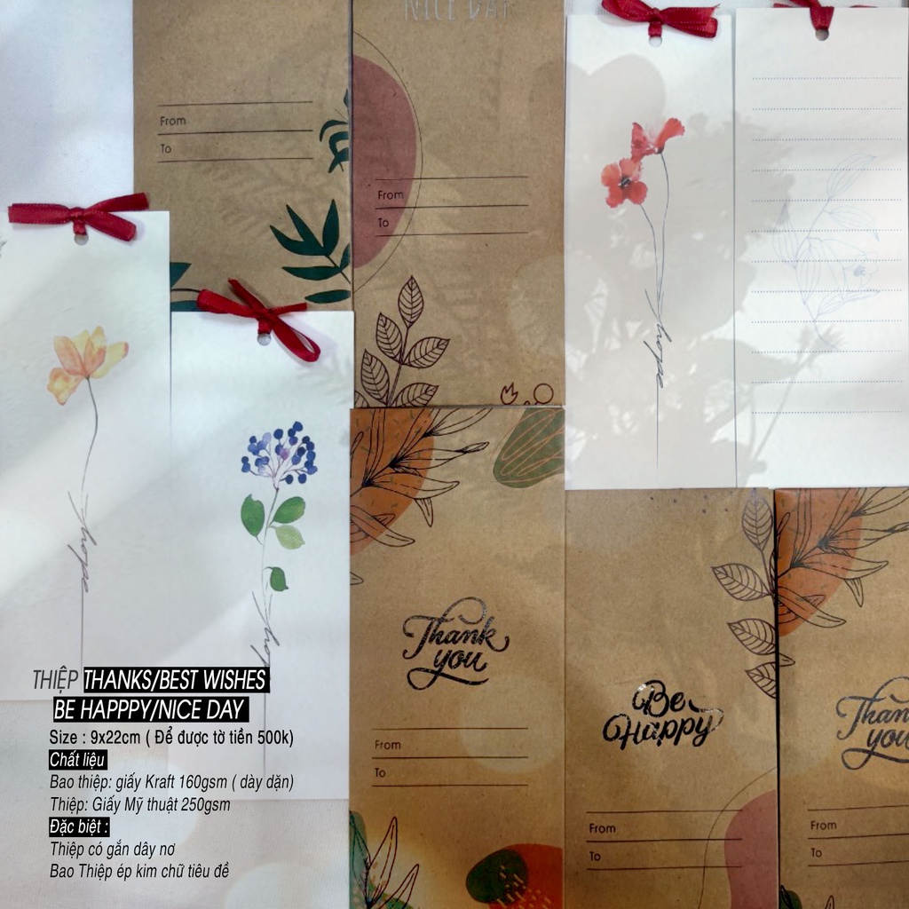 Thiệp đứng Vintage cổ điển và sang trọng ThV922 [ Best Wish - Be Happy - Nice Day - Thank You ]  DIN Store
