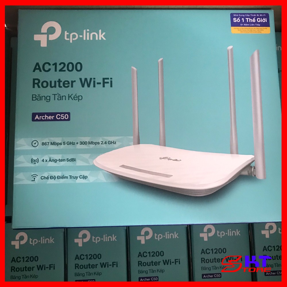 Combo 10 Bộ Bộ Phát Wifi Băng Tần Kép TP-Link Archer C50 Chuẩn AC Tốc Độ 1200Mbps - Hàng Chính Hãng