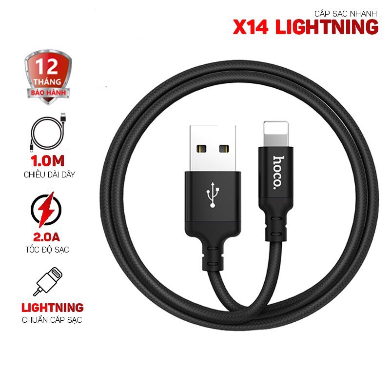 Dây sạc iphone/Micro/Type C Hoco X14 sạc nhanh iphone,hỗ trợ sạc nhanh iphone 6/7/8/x/xs/11 sạc ip dài 1m,2m