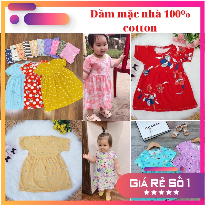 Đầm cho bé gái, váy cho bé gái, váy mặc nhà, chất liệu 100% cotton