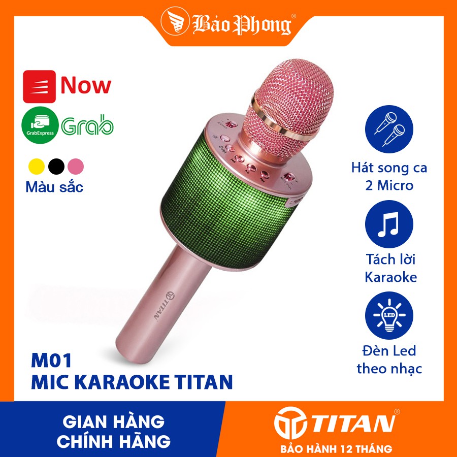 Mic Hát Karaoke Đôi TITAN M01 Kết Nối Bluetooth
