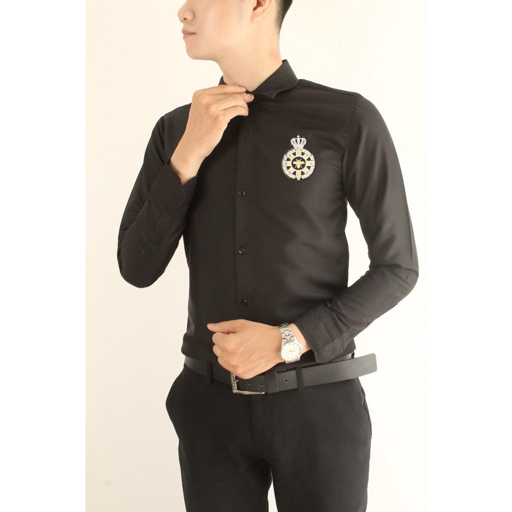 Áo Sơ Mi Nam Tay Dài Thêu Hình Đẹp Như Ảnh Chất Vải Mát HÌNH THẬT, CÓ VIDEO