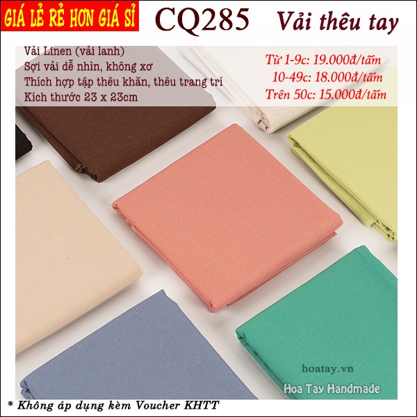 Vải thêu tay, vải lanh - linen tập thêu CQ285