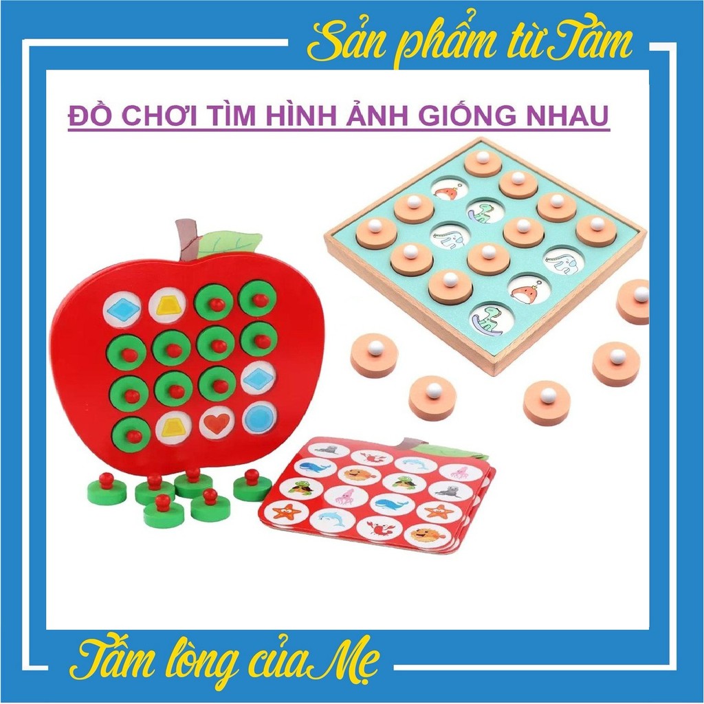 Bộ Đồ Chơi Thông Minh Luyện Trí Nhớ Lật Hình Táo Đỏ Bằng Gỗ Cho Bé