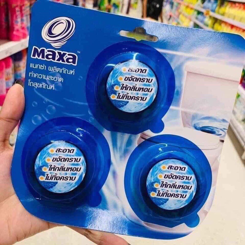 Viên Thả Bồn Cầu Thái Lan MAXA Toilet Bowl Cleaner Ocean Breeze Scent - 50G x 3 viên