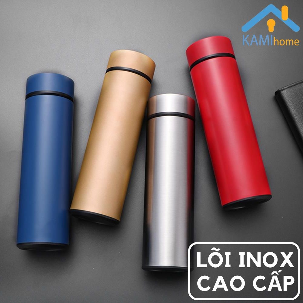 Bình giữ nhiệt nước nóng lạnh hiển thị nhiệt độ có màng lọc pha trà inox 3 lớp cao cấp cỡ 450ml mã 22014