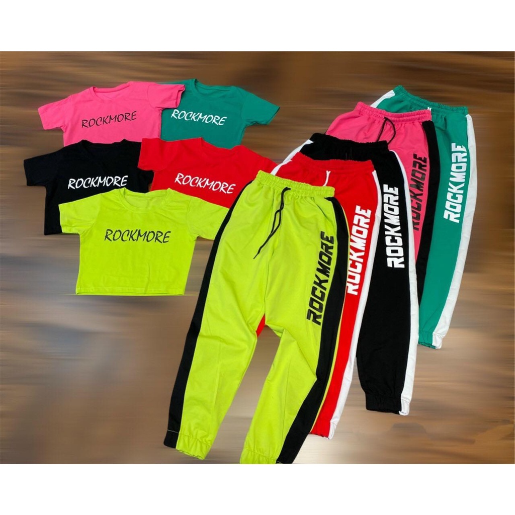 BỘ TẬP ROCK MORE ÁO CROPTOP QUẦN JOGGER SIÊU HOT MẶC ĐI CHƠI TẬP GYM, ZUMBA