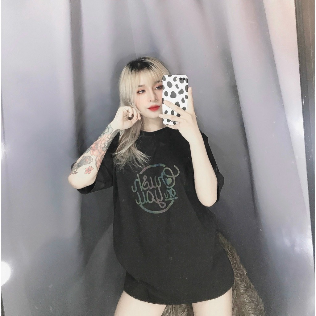 áo thun form rộng in hình phản quang ảnh thật hot đủ màu