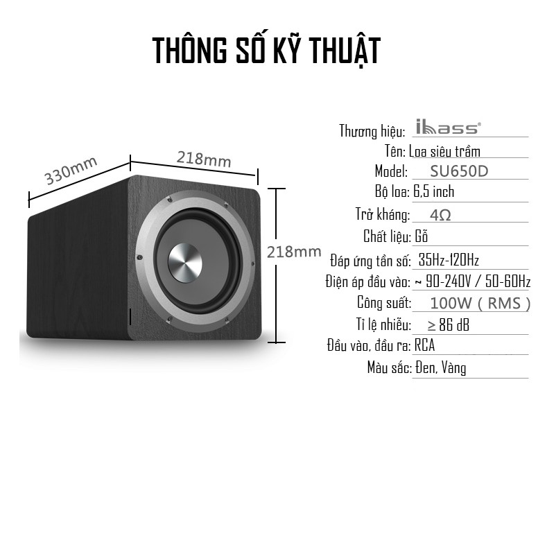 Loa Subwoofer Điện Siêu Trầm Cao Cấp IBASS SU650D