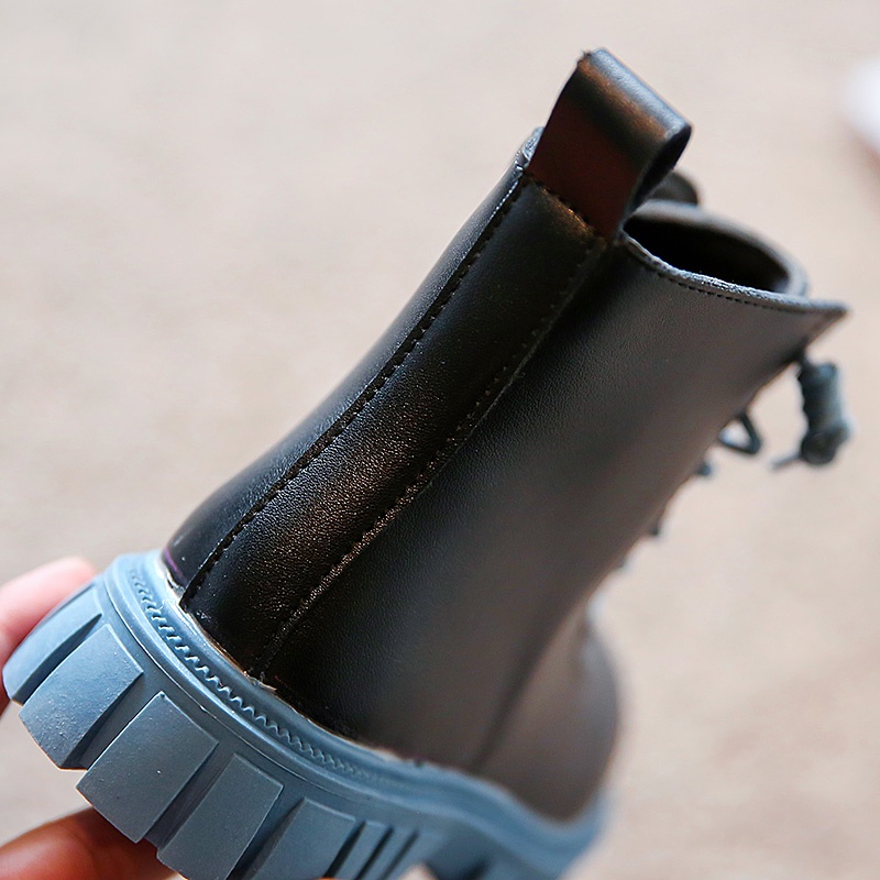 Giày Bốt Martin Cổ Thấp Đế Mềm Có Dây Kéo Chống Trượt Phong Cách Anh Quốc Cổ Điển Cho Bé Gái 3-16 Tuổi