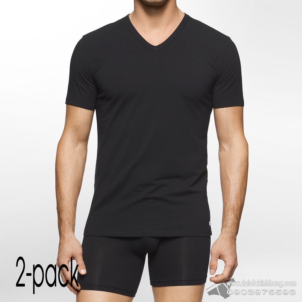 [AUT.] Áo lót nam Calvin Klein NB1089 Modern Cotton Stretch V-Neck T-Shirt 2-pack Black
