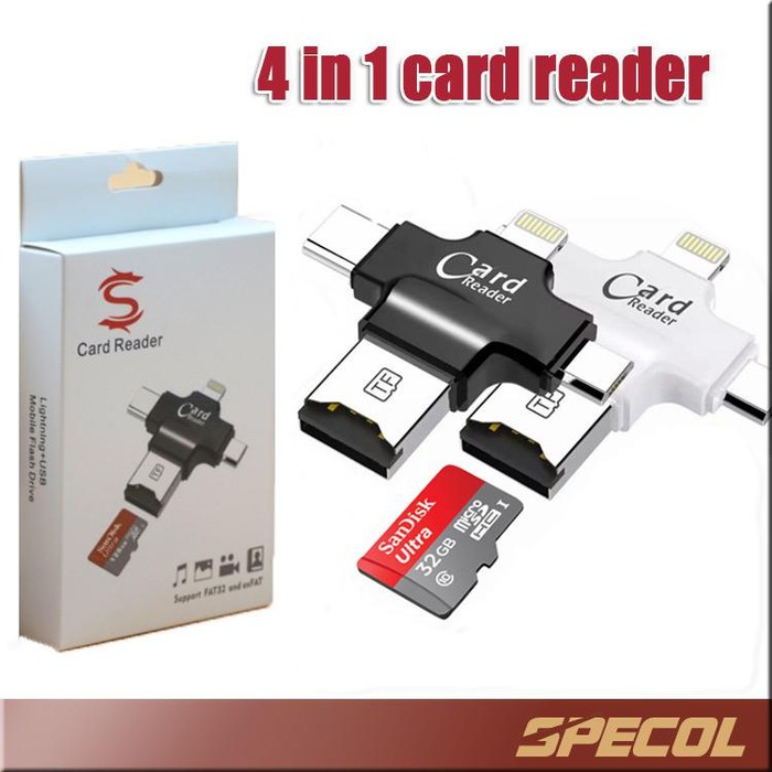 Đầu Đọc Thẻ Nhớ Idragon 4in1 Otg Lightning Usb C Micro Usb Micro Sd