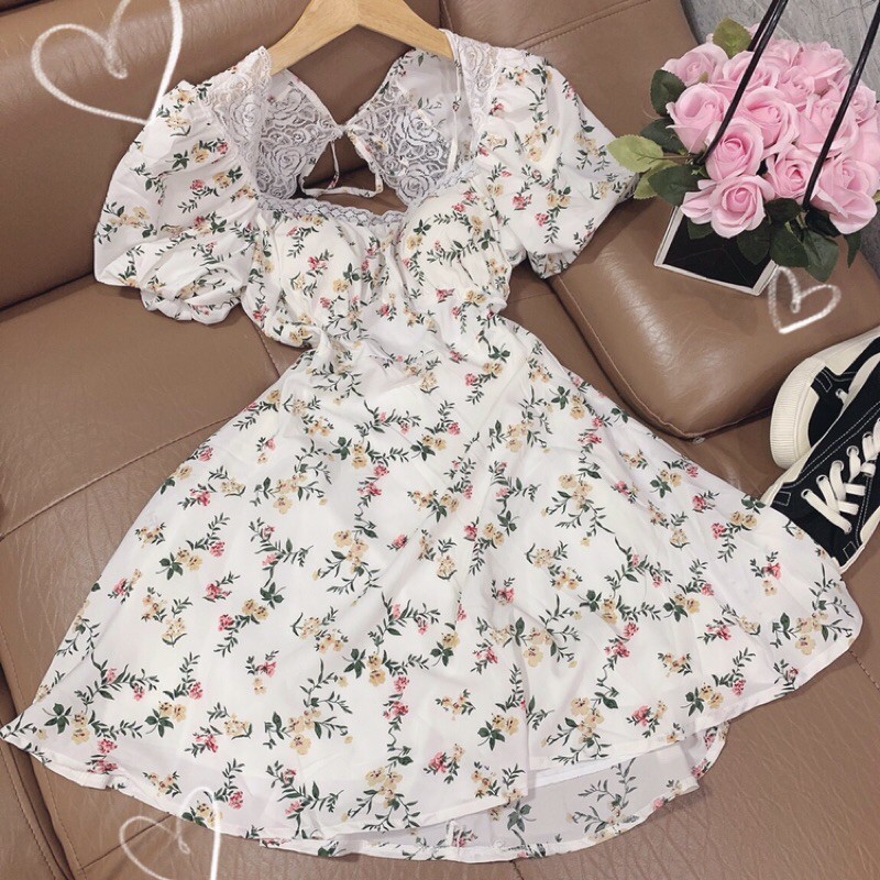 ĐẦM HOA CUT OUT LƯNG