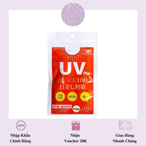 UV Plus+ - Viên Uống Chống Nắng UV Plus+ Block 100 Nhật Bản