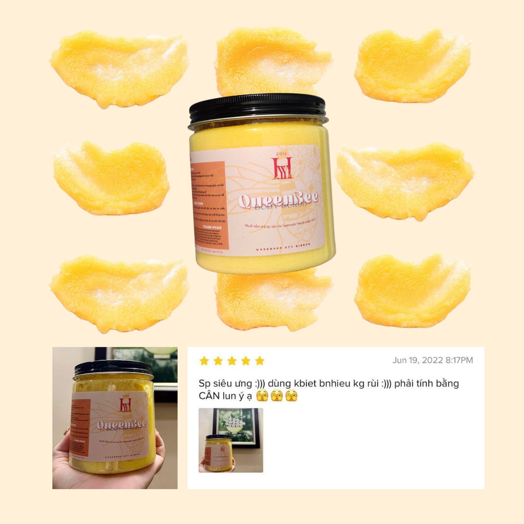Tẩy Tế Bào Da Chết Cơ Thể Hy QueenBee Scrub giúp da sáng màu giảm các vết sần