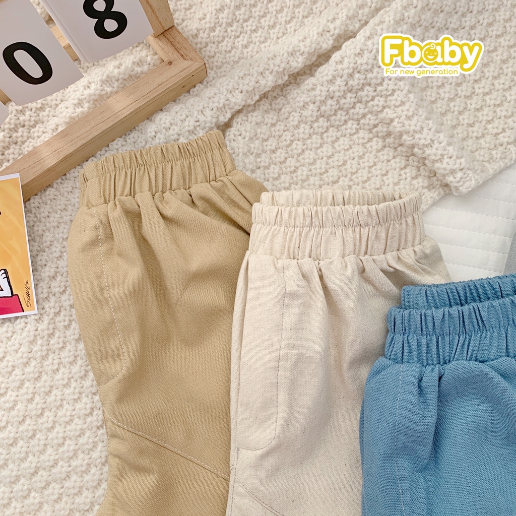 Quần lửng Fbaby cho bé trai/ bé gái chất liệu Linen mềm mịn, quần ngố bé trai trần chỉ cao cấp