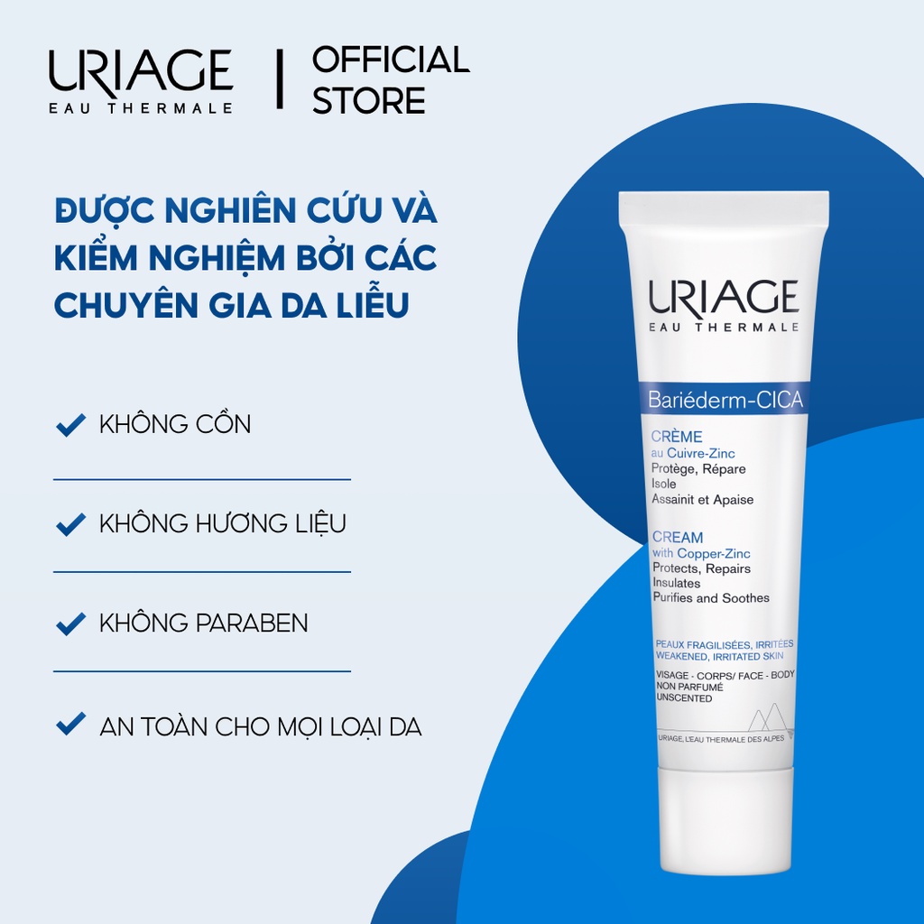 Kem làm dịu, làm lành và phục hồi da tổn thương URIAGE BARIÉDERM CICA-CRÈME 40ml