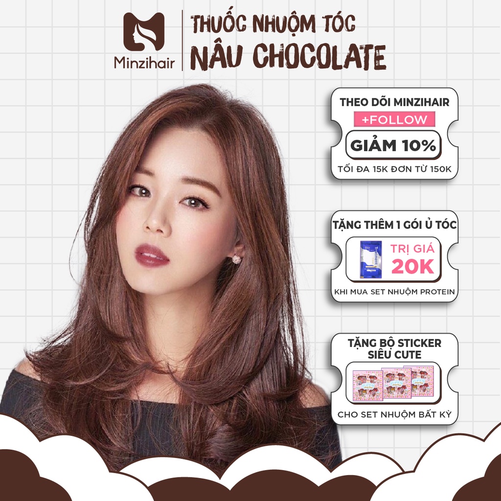 Thuốc Nhuộm Tóc Màu Nâu Chocolate / Nâu socola | Lên Từ Nền Đen Không Tẩy -Minzihair