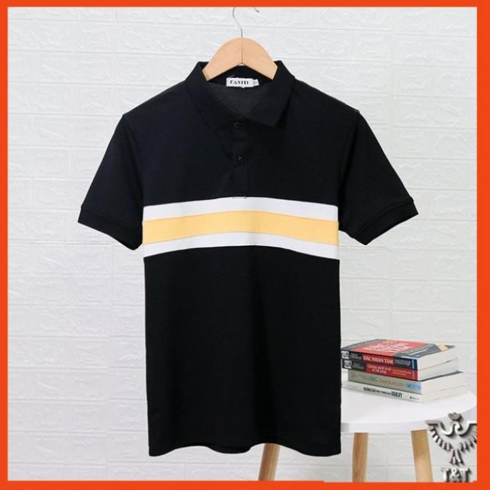 Áo Phông Nam có cổ bẻ áo polo nam trơn đẹp tay ngắn thun cotton kẻ ngang AT128 | BigBuy360 - bigbuy360.vn