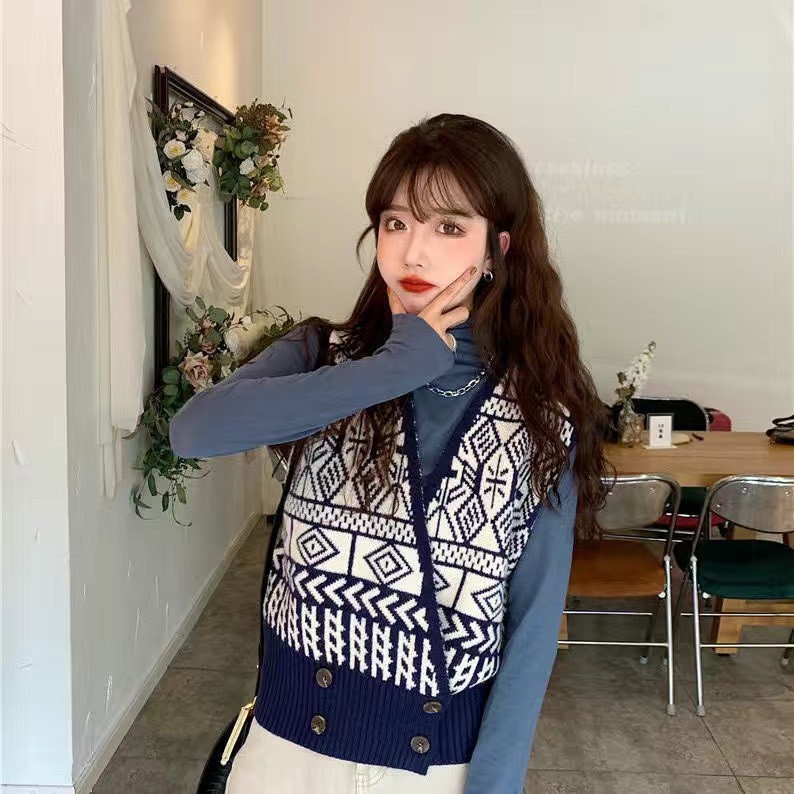 Áo len thổ cẩm, Áo gile len thời trang hàng quảng châu đẹp cực hót | BigBuy360 - bigbuy360.vn